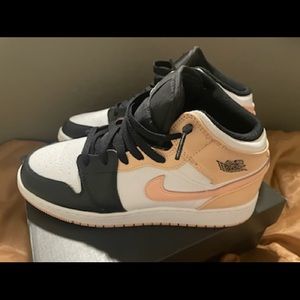 Air Jordan 1 Mid , Black/White/Pink, Women size 7.5 & youth size 6